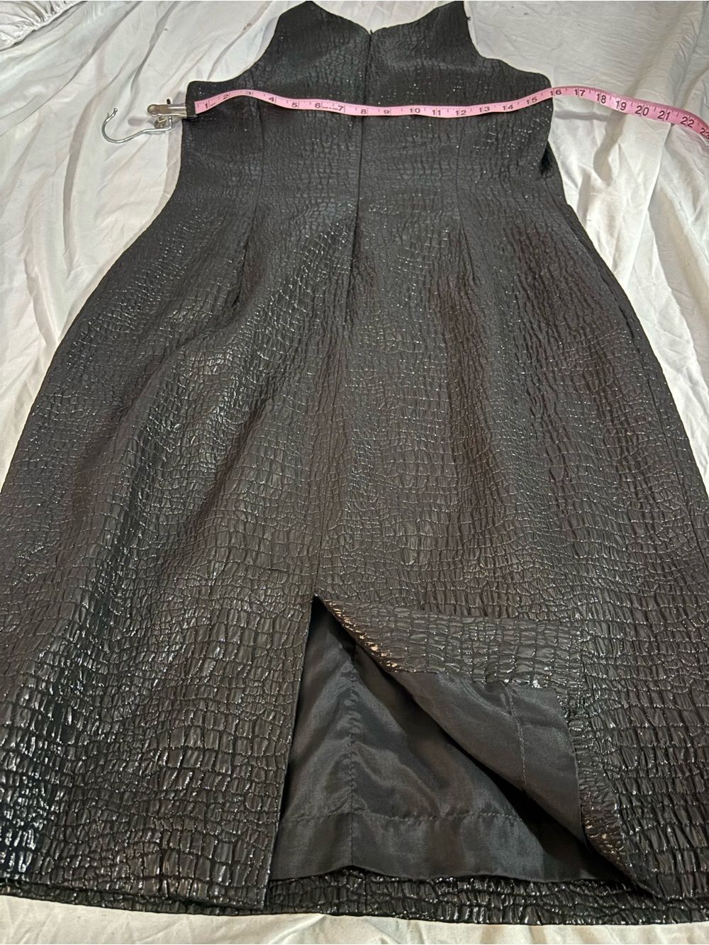 Carmen Marc Valvo Collection Black Textured Cocktail Dress | Size 10 - Picture 7 of 7